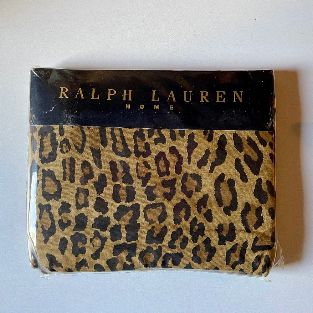 Ralph Lauren Twin Size Flat Sheet Aragon Leopard Pattern - new in package